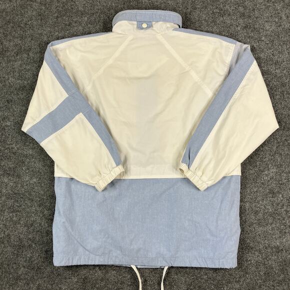 Innovations Windbreaker Mens Size M White Blue Snap Front Vintage 90s Jacket - Picture 7 of 8